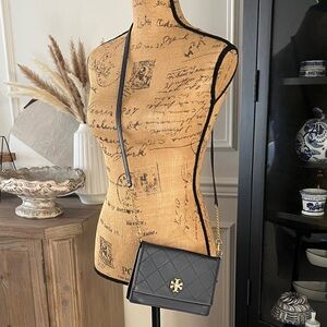 Tory Burch Black Crossbody Bag with Gold Logo